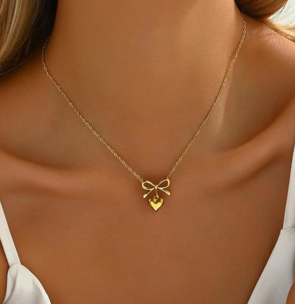 Bow Heart Necklace