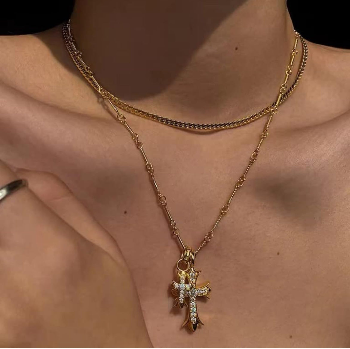Double Cross Necklace