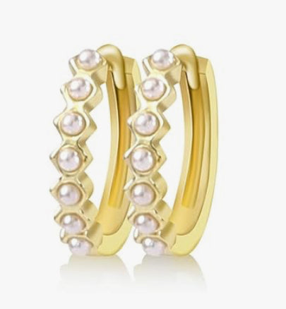 Pearl Huggie Hoops