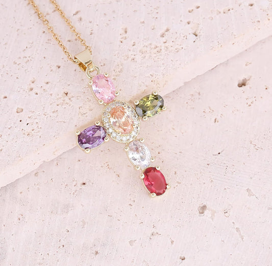 Muti-color Cross Necklace
