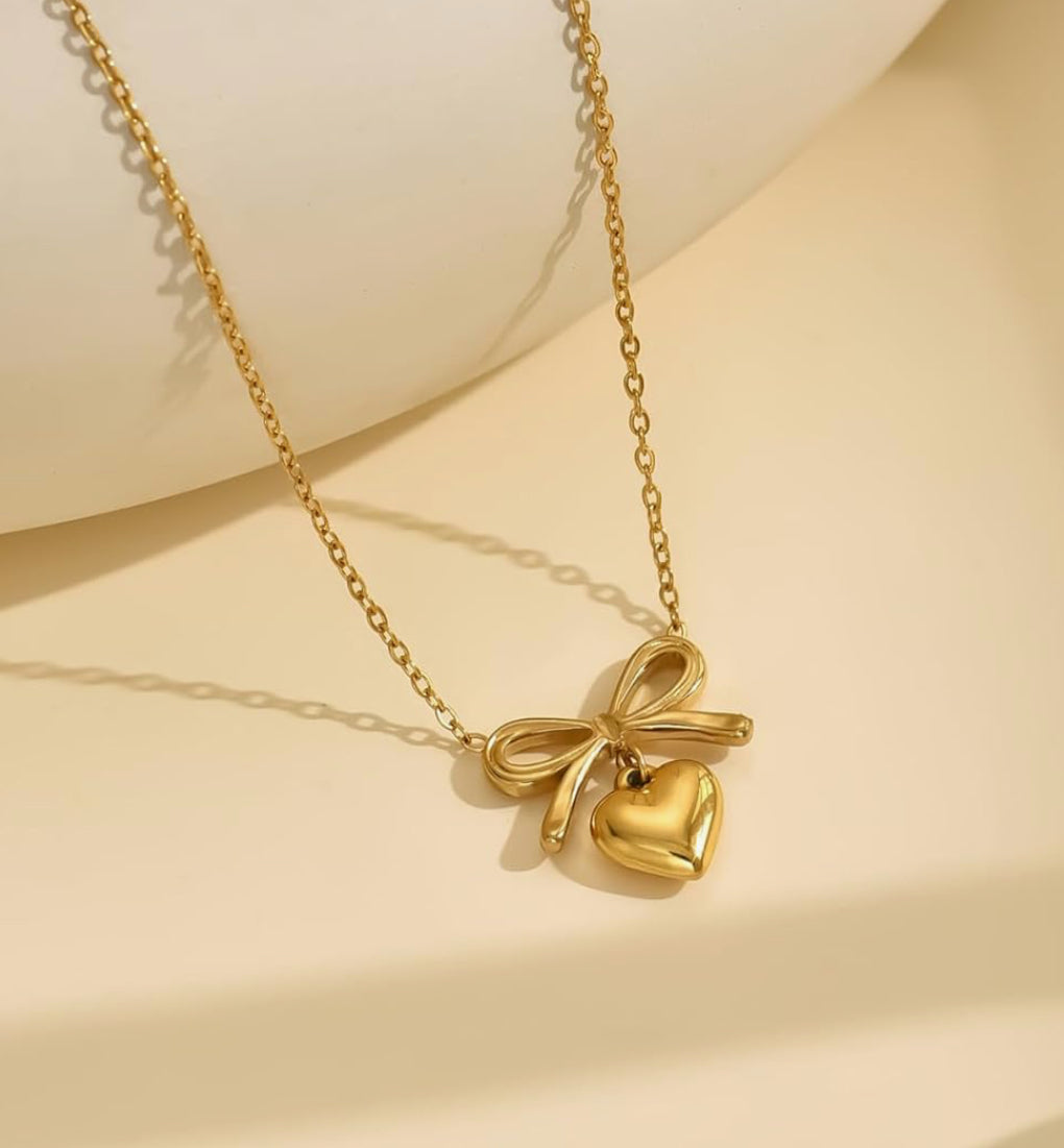 Bow Heart Necklace