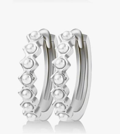 Pearl Huggie Hoops