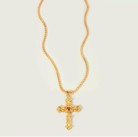 Ruby Cross Necklace